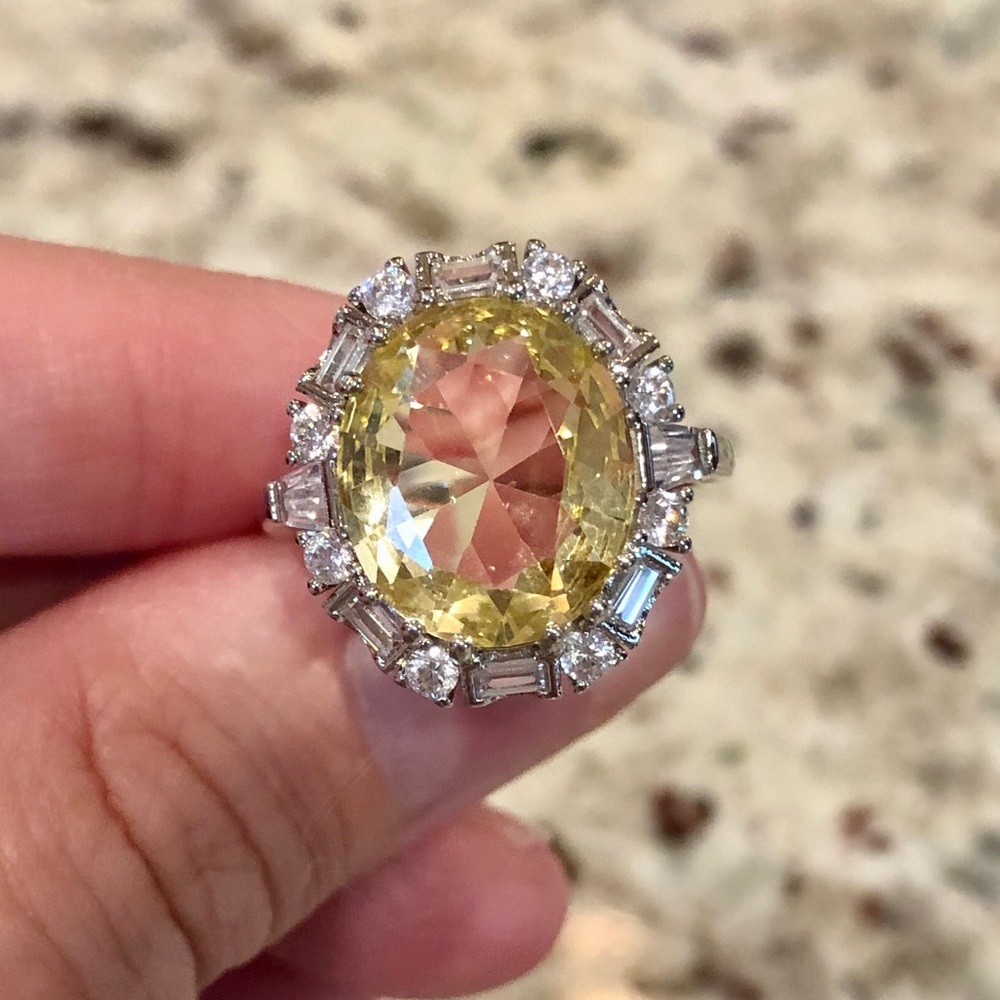 Citrine and white sapphire ring